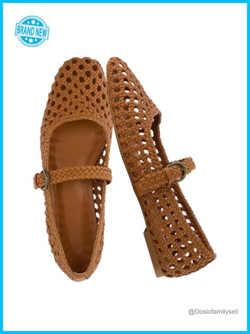 Hand Woven Mary Jane Flats Braided Ankle Strap Memory Foam
